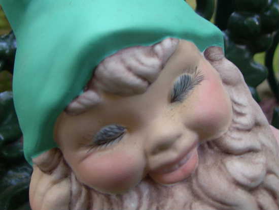 Vintage Garden Gnome Pixie Elf Lawn Ornament Ceramic